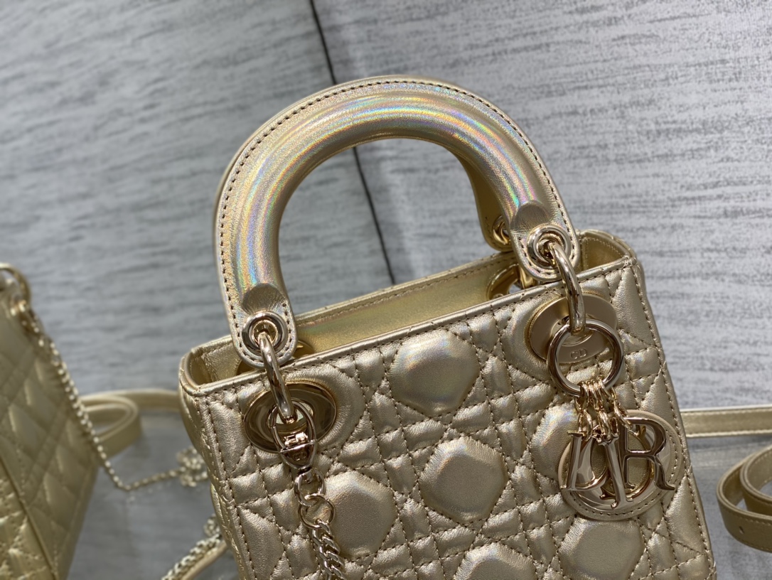 Mini Lady Dior Bag Gold Cannage Lambskin